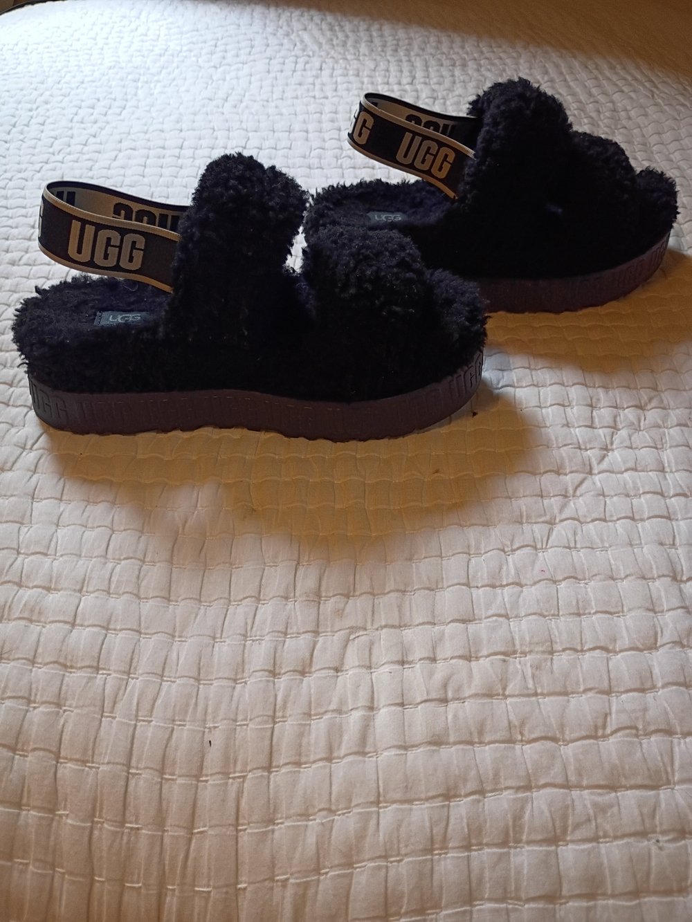 UGG Black Fluff Yeah Slide Sandals